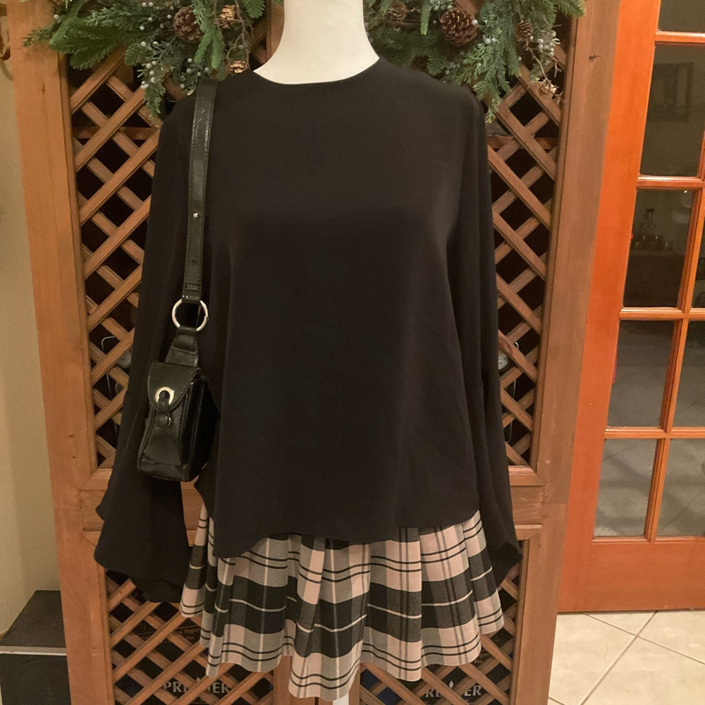 Carmen Marc Valvo Witchy Wimpsigoth Gothic Black Bell Sleeve Blouse Womens 6